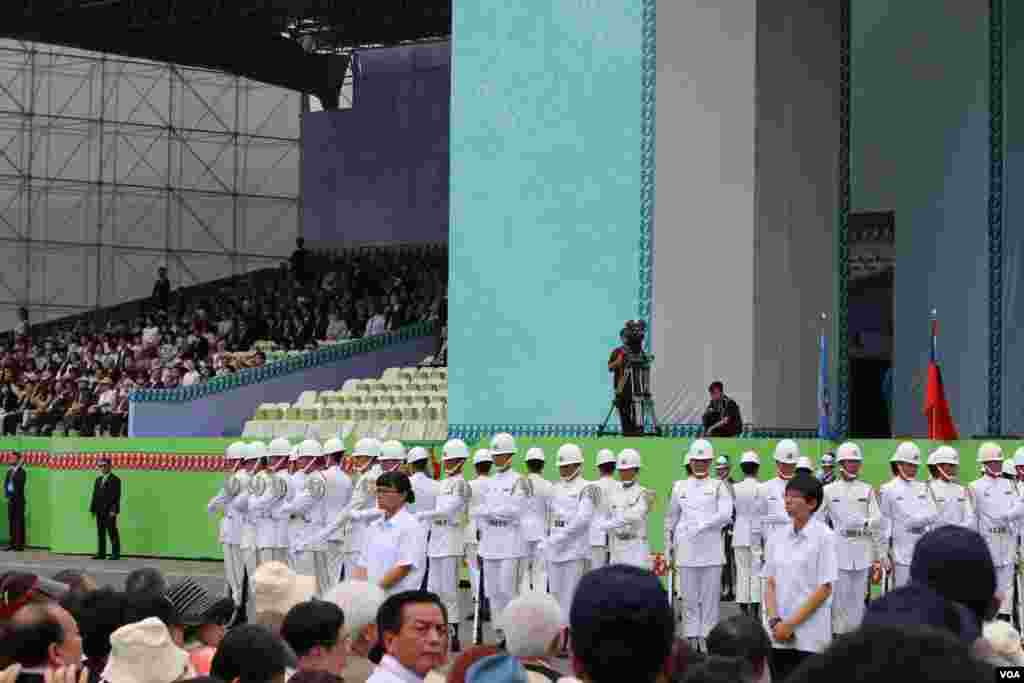 台湾总统蔡英文发表就职演说，2016年5月20日于总统府前典礼台上（美国之音齐勇明摄影）