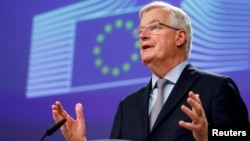 Michel Barnier, le négociateur en chef du Brexit pour l'Union européenne au siège de la Commission européenne à Bruxelles, en Belgique, le 20 décembre 2017.