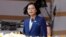 Taiwanese President Tsai Ing-wen delivers a speech during National Day celebrations in front of the Presidential Building in Taipei, Taiwan, Oct. 10, 2021.
