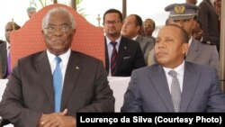 Le président de la République Manuel Pinto da Costa (à gauche) et le Premier ministre Patrice Trovoada (à droite). 