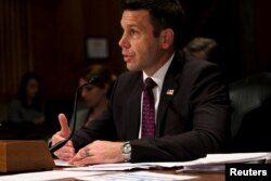 FILE - Acting Homeland Security Secretary Kevin McAleenan testifies before the Senate Homeland Security and Governmental Affairs Committee in Washington, May 23, 2019.
