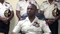 Normil Rameau, director-general of Haiti's National Police Force, talks to reporters in Port au Prince, Haiti, Feb. 24, 2020. (Matiado Vilme/VOA Creole)