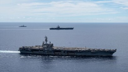 Hai tàu sân bay Mỹ USS Ronald Reagan và USS Nimitz ở Biển Đông, 6/7/2020 