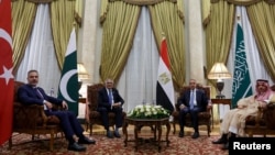 بدر عبدالعاطی وزیر خارجه مصر میزبان همتایان خود از ترکیه، عربستان سعودی و پاکستان در قاهره برای بررسی اوضاع امنیتی منطقه بعد از امضای یادداشت تفاهم آمریکا و حکومت ایران - یکشنبه ۳۱ خرداد