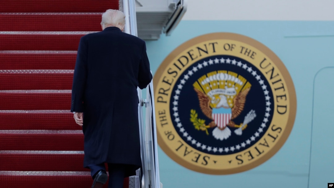 President Donald Trump walks up the stairs of Air Force One at Joint Base Andrews, Md., March 7, 2025.