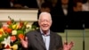 FILE - Former President Jimmy Carter teaches Sunday School class at the Maranatha Baptist Church in Plains, Ga., Aug. 23, 2015. The Fox theater in Atlanta recently hosted dozens of musical acts and thousands of guests for a concert celebrating Jimmy Carter's 100th birthday.