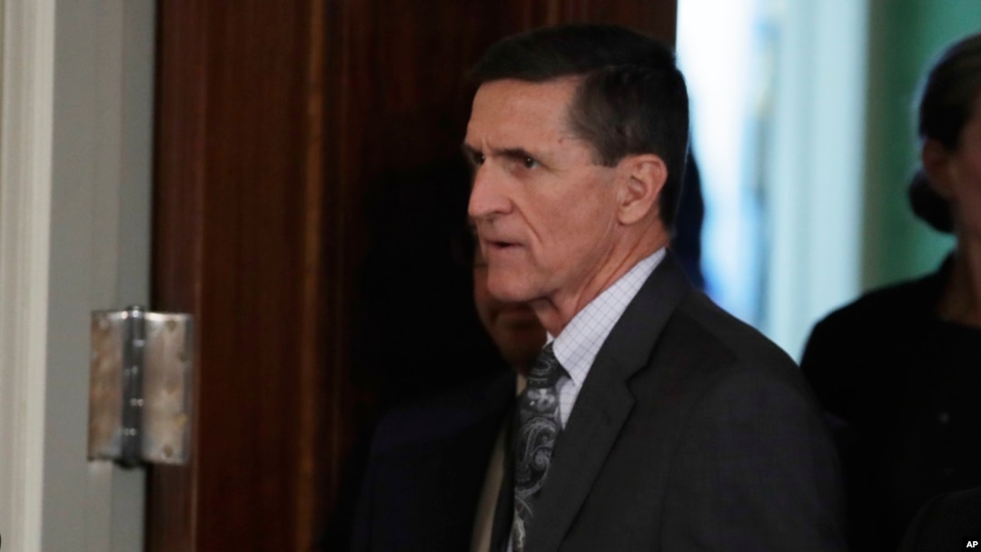 FILE - Then-national security adviser Michael Flynn in seen the East Room of the White House in Washington, Feb. 13, 2017. 