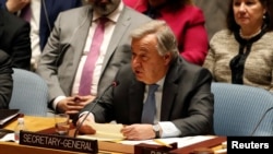 Sekretaris Jenderal Perserikatan Bangsa-Bangsa, Antonio Guterres, di kantor pusat AS di New York, 12 Maret 2018. (Foto: dok).