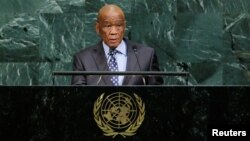 Lesotho's Prime Minister Thomas Thabane addresses the 72nd United Nations General Assembly at U.N. headquarters in New York, Sept. 22, 2017.