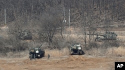 한국 파주 접경에 육군 K-9 자주포가 배치돼있다. (자료사진)