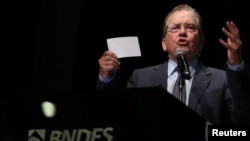 FILE - Paulo Rabello de Castro, CEO of Brazil's National Development Bank (BNDES), speaks during a ceremony in Rio de Janeiro, Brazil June 1, 2017.