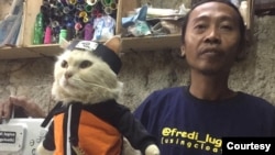 Fredi Lugina mengaku awalnya iseng dengan pakaian kucing, ternyata menguntungkan. (koleksi pribadi)