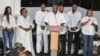 President-elect, John Mahama (C), addresses supporters after Ghana's Electoral Commission declared him the winner of the country's presidential election, in Accra, Dec. 9, 2024.