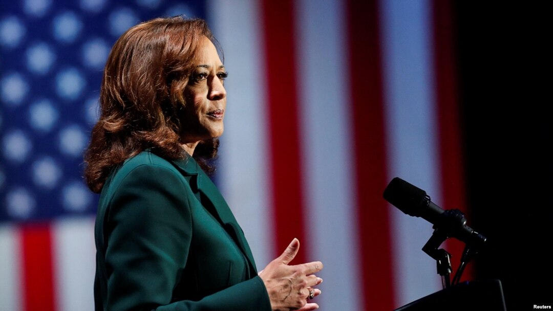 FILE - U.S. Vice President Kamala Harris gives a speech in Tallahassee, Florida, Jan. 22, 2023. 