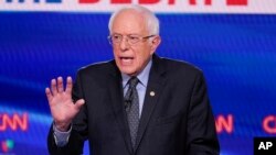 Sen. Bernie Sanders participates in a Democratic presidential primary debate at CNN Studios in Washington, March 15, 2020. 