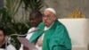 Pope Francis delivers his speech during a mass on the occasion of the World Day of the Poor in St. Peter's Basilica, at the Vatican, Nov. 17, 2024. 