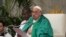 Pope Francis delivers his speech during a mass on the occasion of the World Day of the Poor in St. Peter's Basilica, at the Vatican, Nov. 17, 2024. 