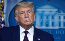 FILE - U.S. President Donald Trump listens to a question during a news conference at the White House in Washington, Sept. 4, 2020.