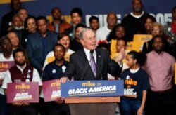 Former New York City Mayor Michael Bloomberg, a Democratic presidential candidate, speaks during his campaign launch of "Mike for Black America," at the Buffalo Soldiers National Museum, Feb. 13, 2020, in Houston.