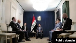 Serokwezîrê Îraqê Elî el-Zeydî û Nûnerê Taybet yê Serokê Amerîka yê li Îraqê Tom Barrack hevdîtinê dikin, Washington DC,13’ê Tîrmeha 2026’an.