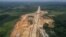 An aerial view of Balikpapan-Samarinda toll road construction site at Semboja district in Kutai Kertanegara regency, East Kalimantan province, Indonesia, Aug. 28, 2019 in this photo taken by Antara Foto. 