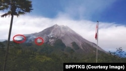 Kawasan yang terbakar di lereng Gunung Merapi akibat letusan Jumat, 1 Juni 2018. (Foto: BPPTKG)