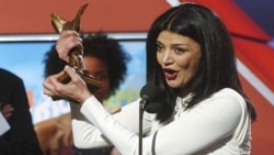 Iranian actress Shohreh Aghdashloo accepts the award for best supporting female for her role in "House of Sand and Fog," at the 2004 IFP Independent Spirit Awards In Santa Monica, Calif., on Saturday, Feb. 28, 2004. (AP Photo/Chris Pizzello)