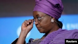 L'ex-ministre du Pétrole, Diezani Alison-Madueke, lors d'une conférence à Houston, Texas, le 4 mars 2014.