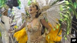 巴西圣保罗狂欢节游行上的桑巴舞者