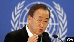 Sekjen PBB Ban Ki-moon mendesak pembatalan peluncuran roket Korea Utara di Jenewa (foto: dok).