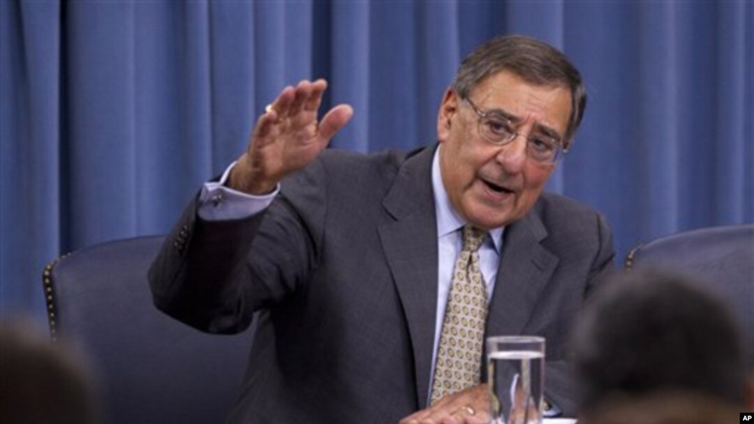U.S. Defense Secretary Leon Panetta talks during a news conference at the Pentagon, June 29, 2012.
