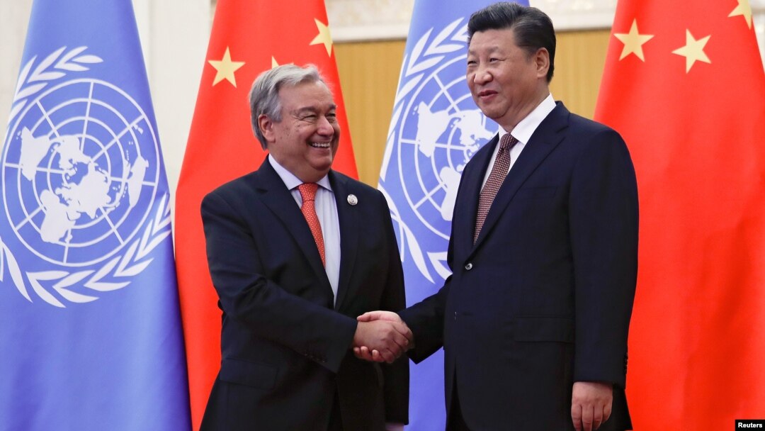 Tổng thư ký Liên Hợp Quốc Antonio Guterres và Chủ tịch Trung Quốc Tập Cận Bình hôm 2/9.
