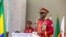FILE - Gabon coup leader General Brice Oligui Nguema speaks after being sworn in as interim president during his swearing-in ceremony, in Libreville, Gabon, September 4, 2023. 