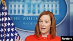 La portavoz de la Casa Blanca, Jen Psaki, durante una rueda de prensa en la residencia presidencial, el 26 de enero de 2021.