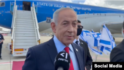 نتانیاهو نخست وزیر اسرائیل در فرودگاه تل آویو
