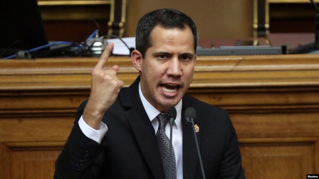 Venezuelan opposition leader Juan Guaido, who many nations have recognised as the country's rightful interim ruler, gestures as he speaks during the session of the Venezuela's National Assembly in Caracas, Venezuela, July 2, 2019. 