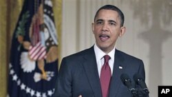 President Barack Obama makes a statement on Libya, in the East Room of the White House in Washington, D.C., March 18, 2011