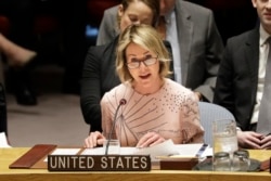 FILE - United States ambassador to the United Nations Kelly Craft speaks during a Security Council meeting at United Nations headquarters, Feb. 11, 2020.