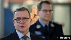 Finnish Prime Minister Petteri Orpo speaks during a press conference amid an investigation of the damage to a power cable between Finland and Estonia, in Helsinki, Dec. 26, 2024. (Lehtikuva via Reuters) 