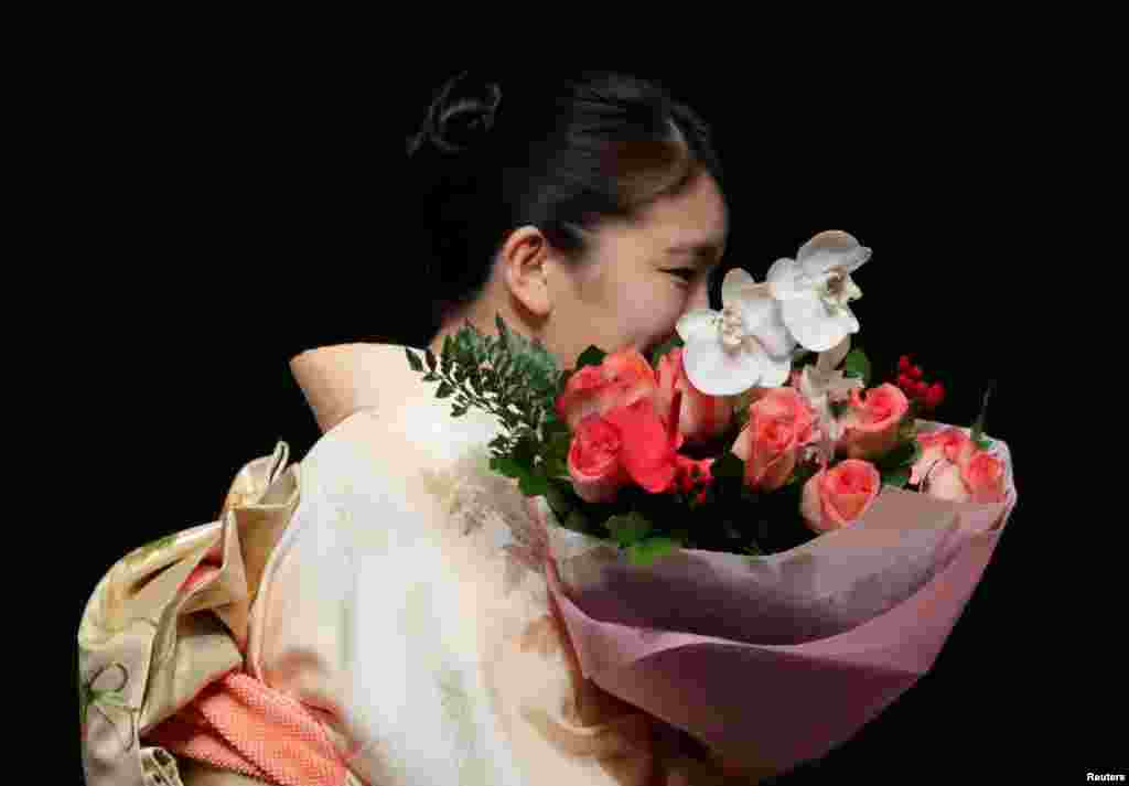 Japan's Princess Mako visits the Peruvian-Japanese Cultural Center in Lima, July 10, 2019.