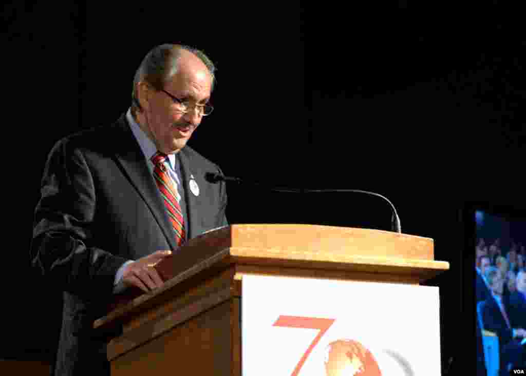 VOA&#39;s Eurasia Division Director Elez Biberaj speaking at the ceremony