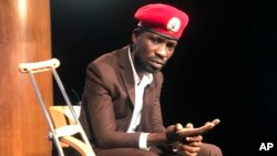 Ugandan pop star-turned-lawmaker Bobi Wine, at the National Press Club, Sept. 6, 2018 in Washington.