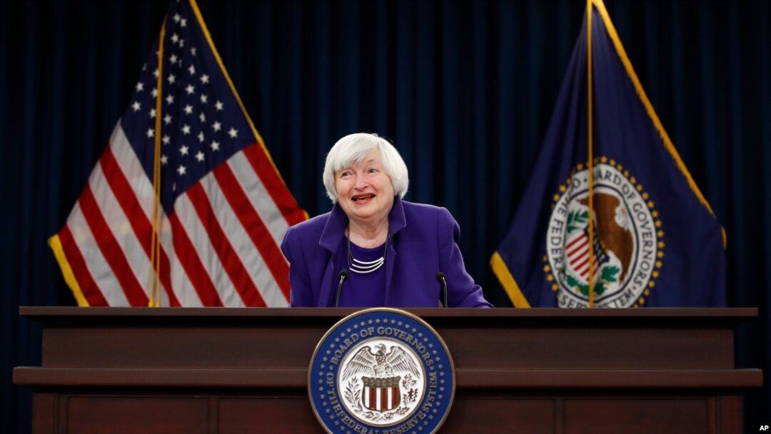 Archivo - Janet Yellen durante una conferencia de prensa como presidenta la Reserva Federal el 13 de diciembre de 2017, en Washington, D.C.