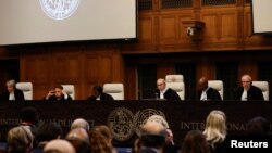 Judge Nawaf Salam, president of the International Court of Justice (ICJ), presides during a ruling on South Africa's request to order a halt to Israel's Rafah offensive in Gaza, in The Hague, Netherlands May 24, 2024.