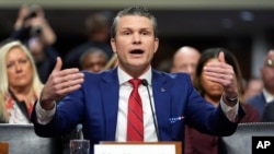 Pete Hegseth, U.S. President-elect Donald Trump's choice to be defense secretary, appears before the Senate Armed Services Committee for his confirmation hearing at the Capitol in Washington on Jan. 14, 2025.