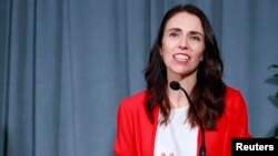 New Zealand's Prime Minister Jacinda Ardern holds a news conference on the sidelines during the 2019 United Nations Climate Action Summit at U.N. headquarters in New York City, New York, Sept. 23, 2019.