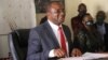 FILE: Zimbabwe opposition leader Douglas Mwonzora addressing journalists in Harare on May 4, 2021 (VOA/Columbus Mavhunga)