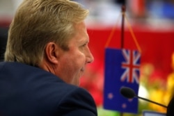 FILE - New Zealand's Trade Minister Todd McClay listens during the Regional Comprehensive Economic Partnership (RCEP) ministerial meeting in Hanoi, May 22, 2017.