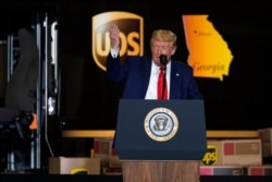 President Donald speaks during an event on American infrastructure at UPS Hapeville Airport Hub, in Atlanta, July 15, 2020.