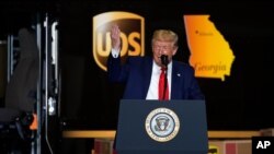 President Donald speaks during an event on American infrastructure at UPS Hapeville Airport Hub, in Atlanta, July 15, 2020.